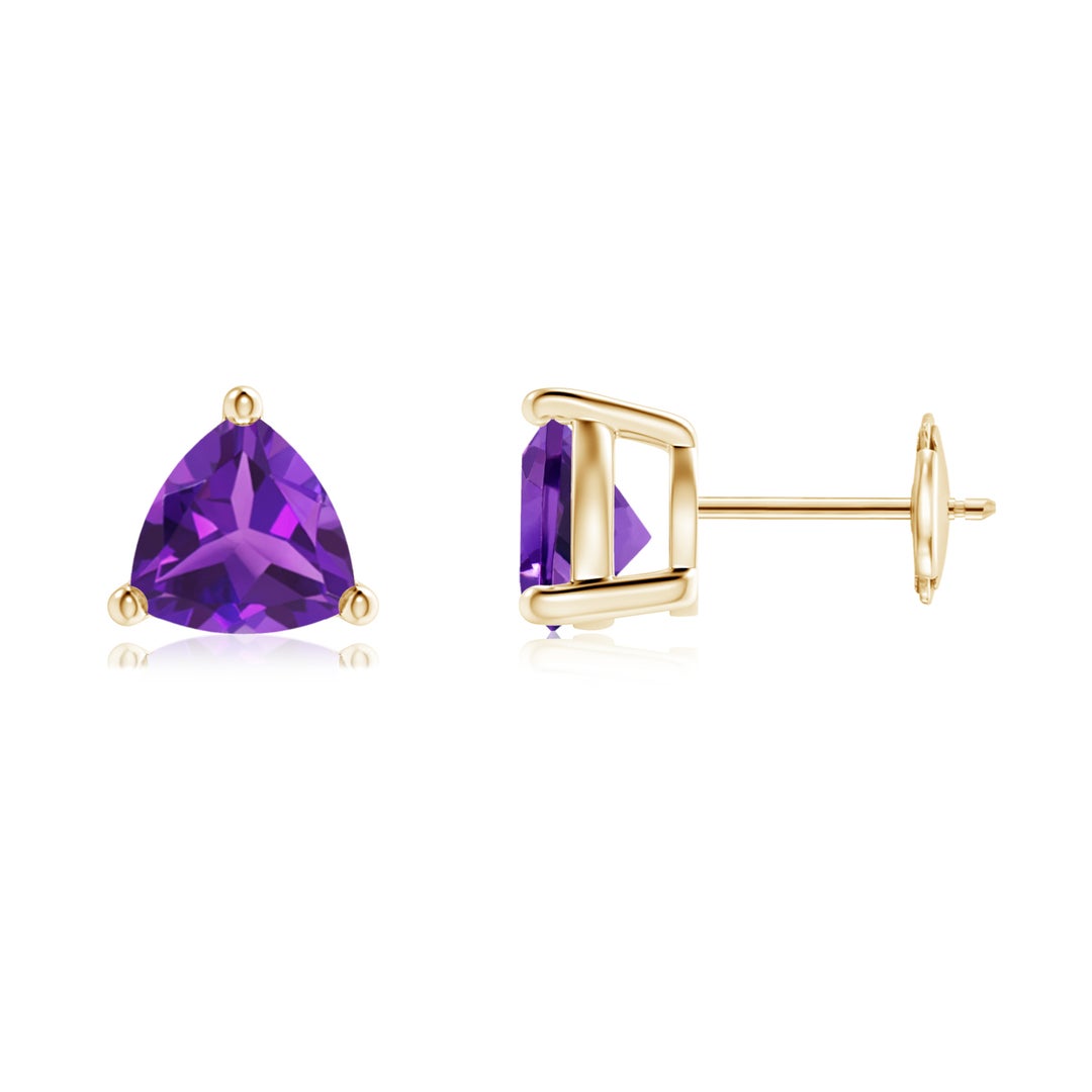 Trillion Cut Amethyst Solitaire Stud Earrings