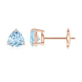 Trillion Cut Aquamarine Solitaire Stud Earrings