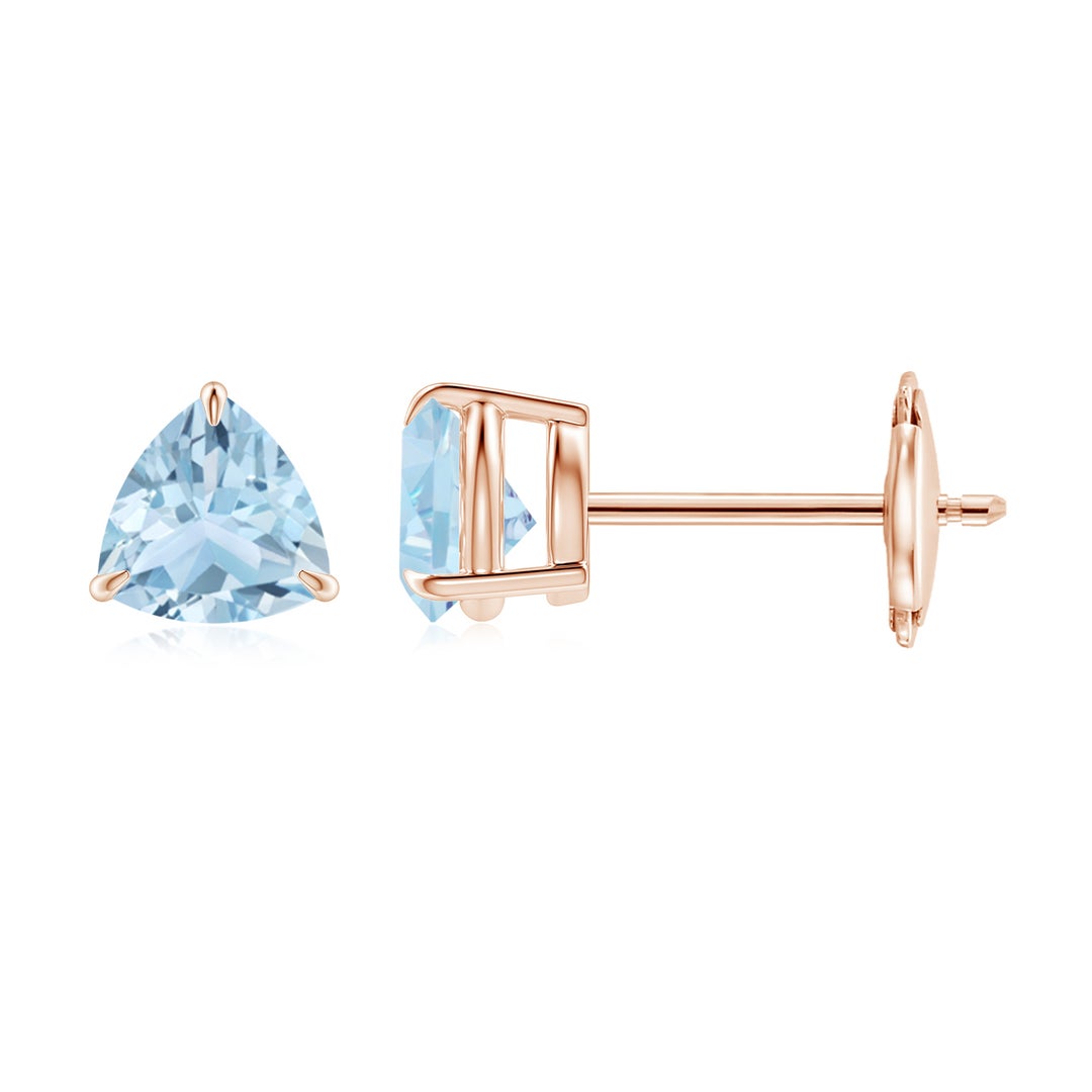 Trillion Cut Aquamarine Solitaire Stud Earrings