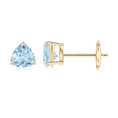 Trillion Cut Aquamarine Solitaire Stud Earrings