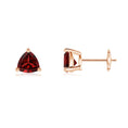 Trillion Garnet Solitaire Stud Earrings