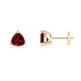 Trillion Garnet Solitaire Stud Earrings