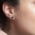 Trillion Garnet Solitaire Stud Earrings