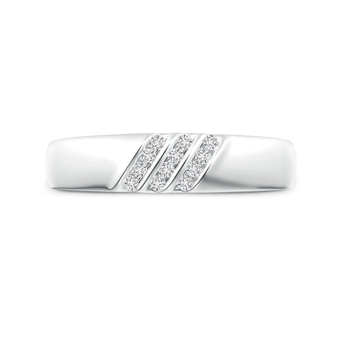 Triple Diagonal Grooves Channel-Set Moissanite Men's Wedding Band-3.5 mm