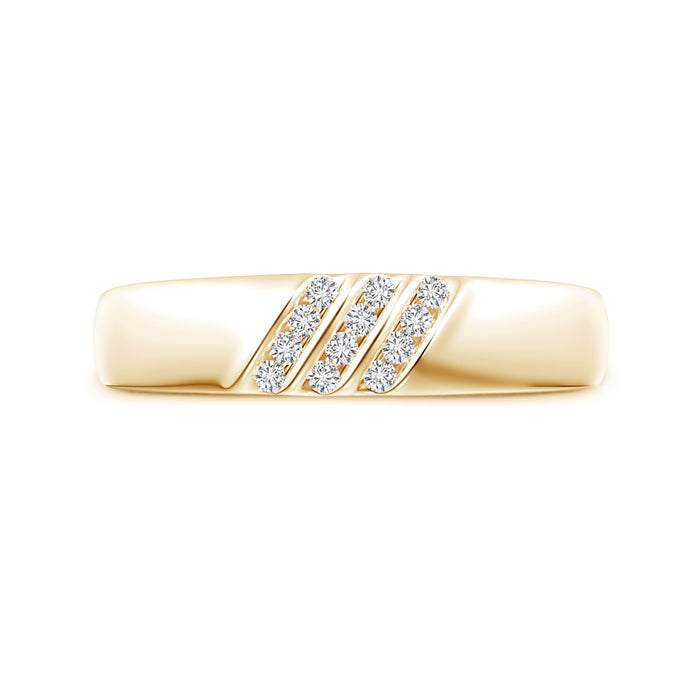 Triple Diagonal Grooves Channel-Set Moissanite Men's Wedding Band-3.5 mm