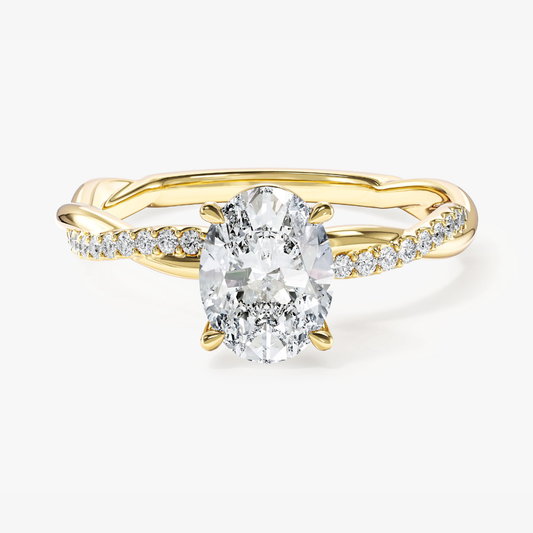 Twist Oval Cut Moissanite Engagement Ring