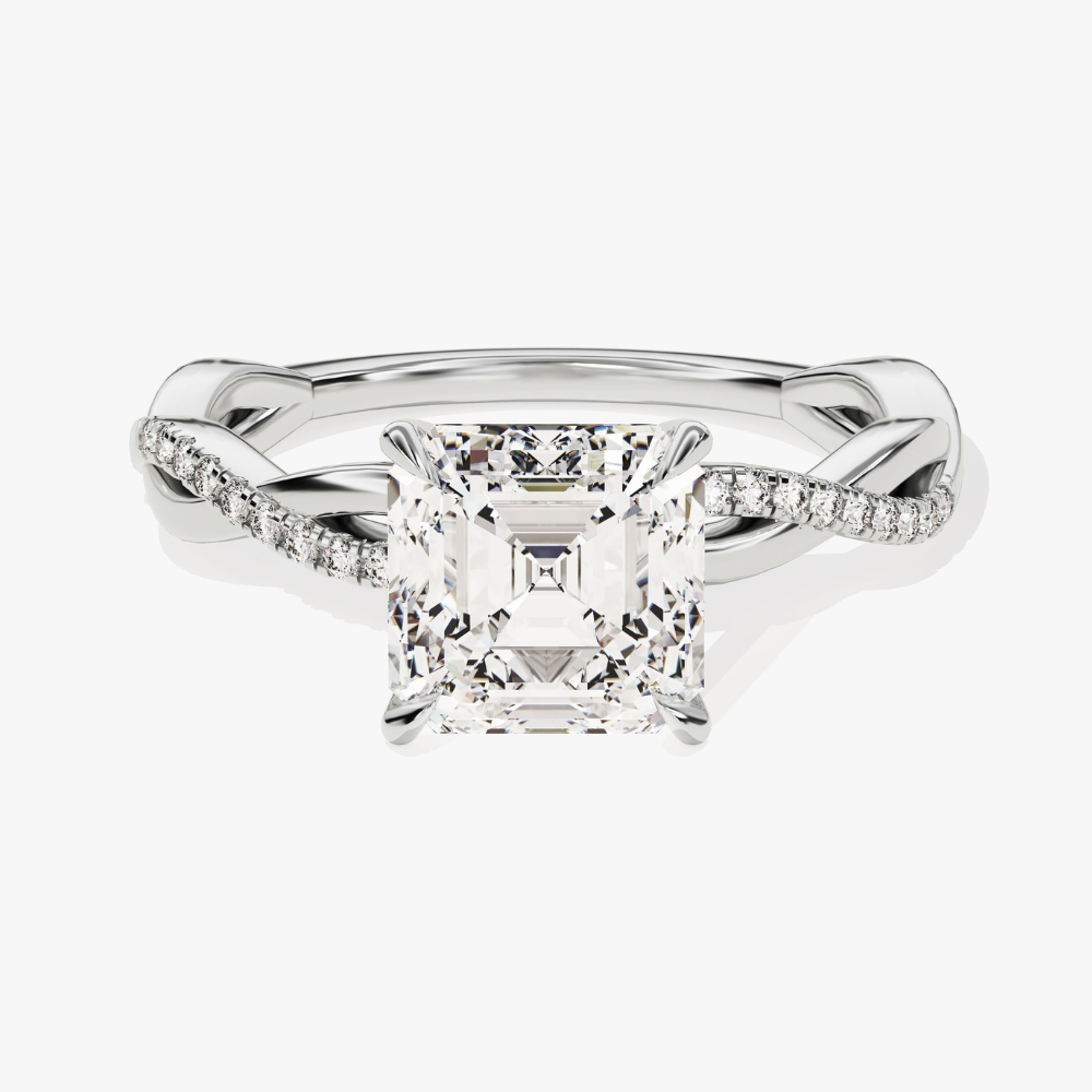 Twist Asscher Cut Moissanite Engagement Ring