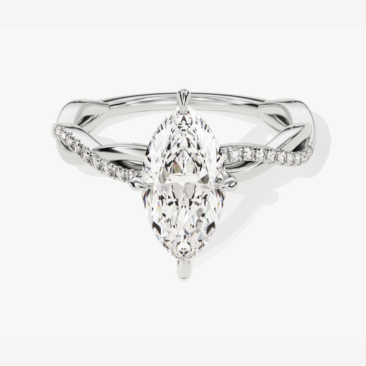 Twist Marquise Cut Moissanite Engagement Ring