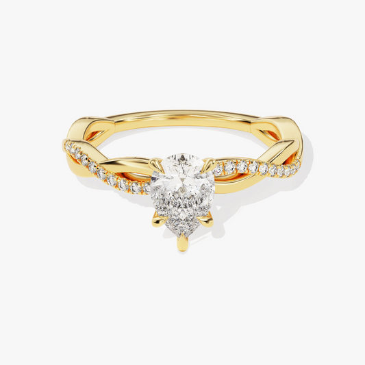 Twist Pear Cut Moissanite Engagement Ring