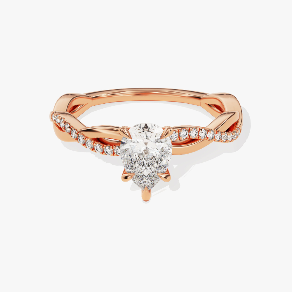 Twist Pear Cut Moissanite Engagement Ring