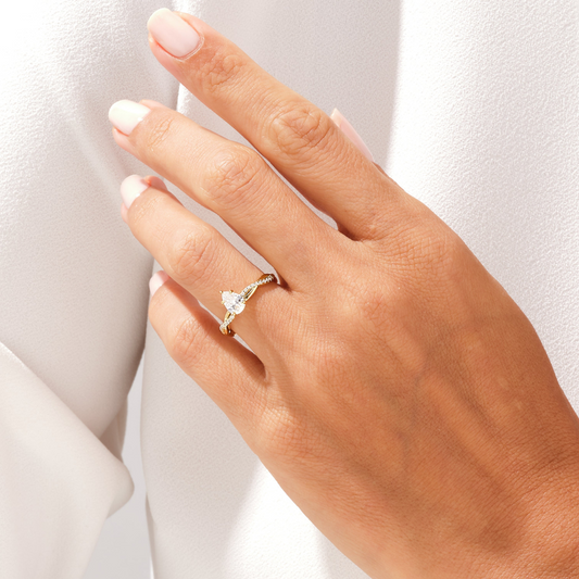 Twist Pear Cut Moissanite Engagement Ring