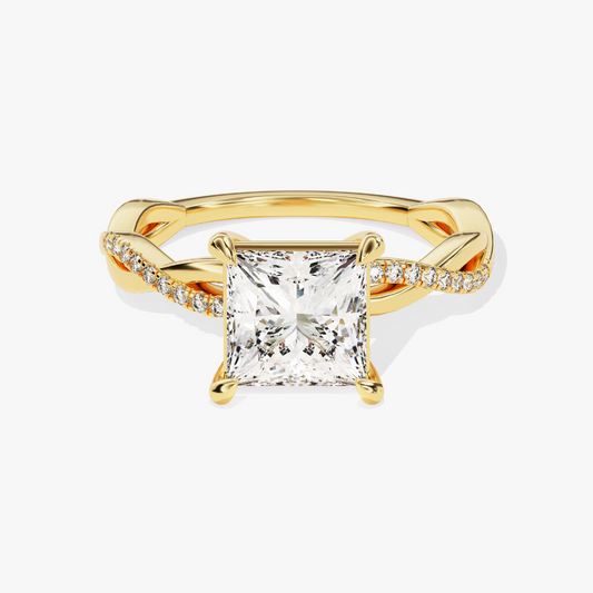 Twist Princess Cut Moissanite Engagement Ring