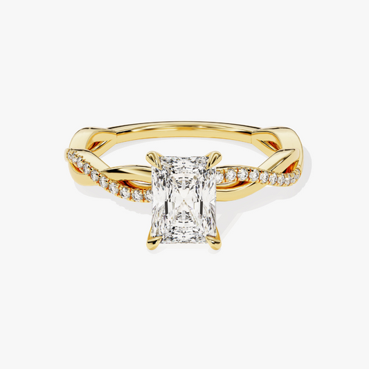 Twist Radiant Cut Moissanite Engagement Ring