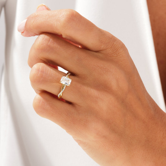Twist Radiant Cut Moissanite Engagement Ring