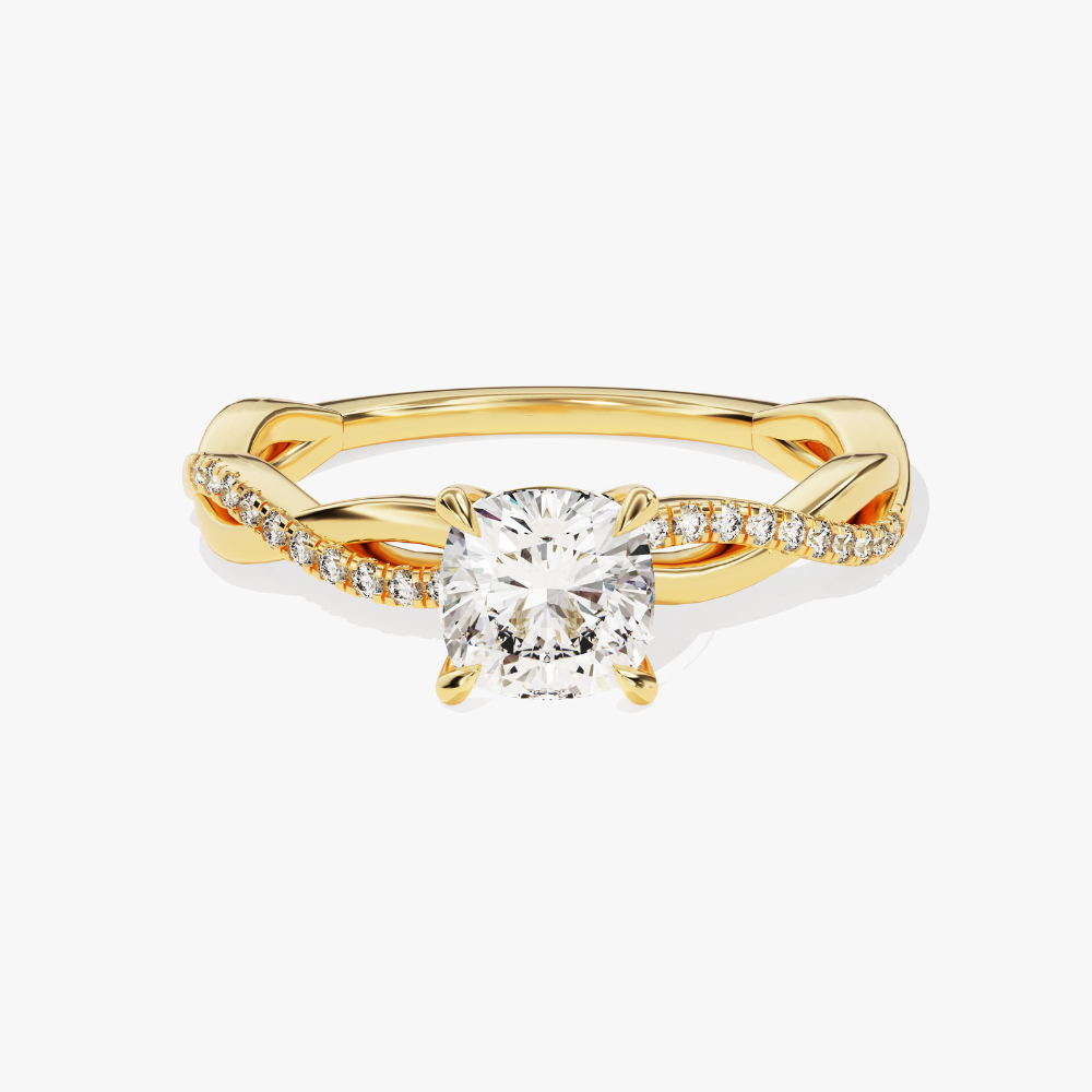 Twisted Cushion Cut Moissanite Engagement Ring