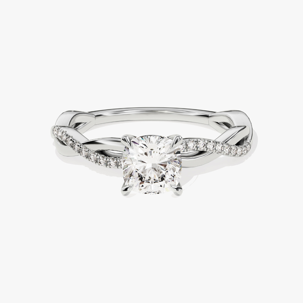 Twisted Cushion Cut Moissanite Engagement Ring