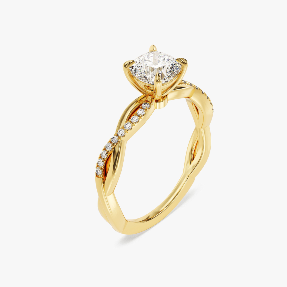 Twisted Cushion Cut Moissanite Engagement Ring