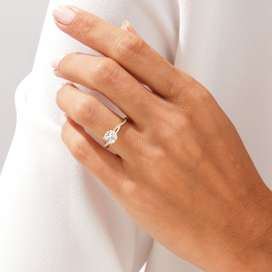 Twisted Cushion Cut Moissanite Engagement Ring