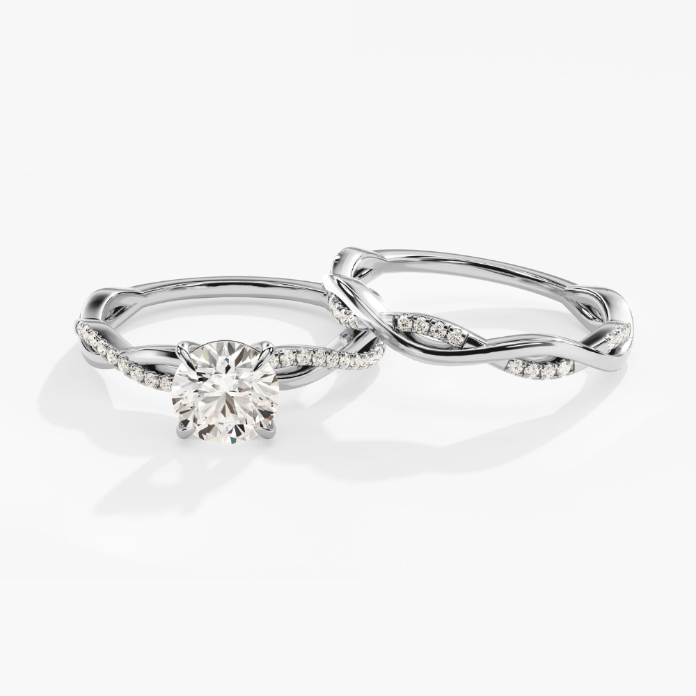 Twisted Vine Round Cut Moissanite Engagement Ring Bridal Set