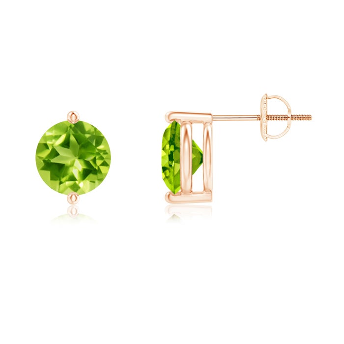 2.4 Carat TW Two-Prong Round Peridot Stud Earrings