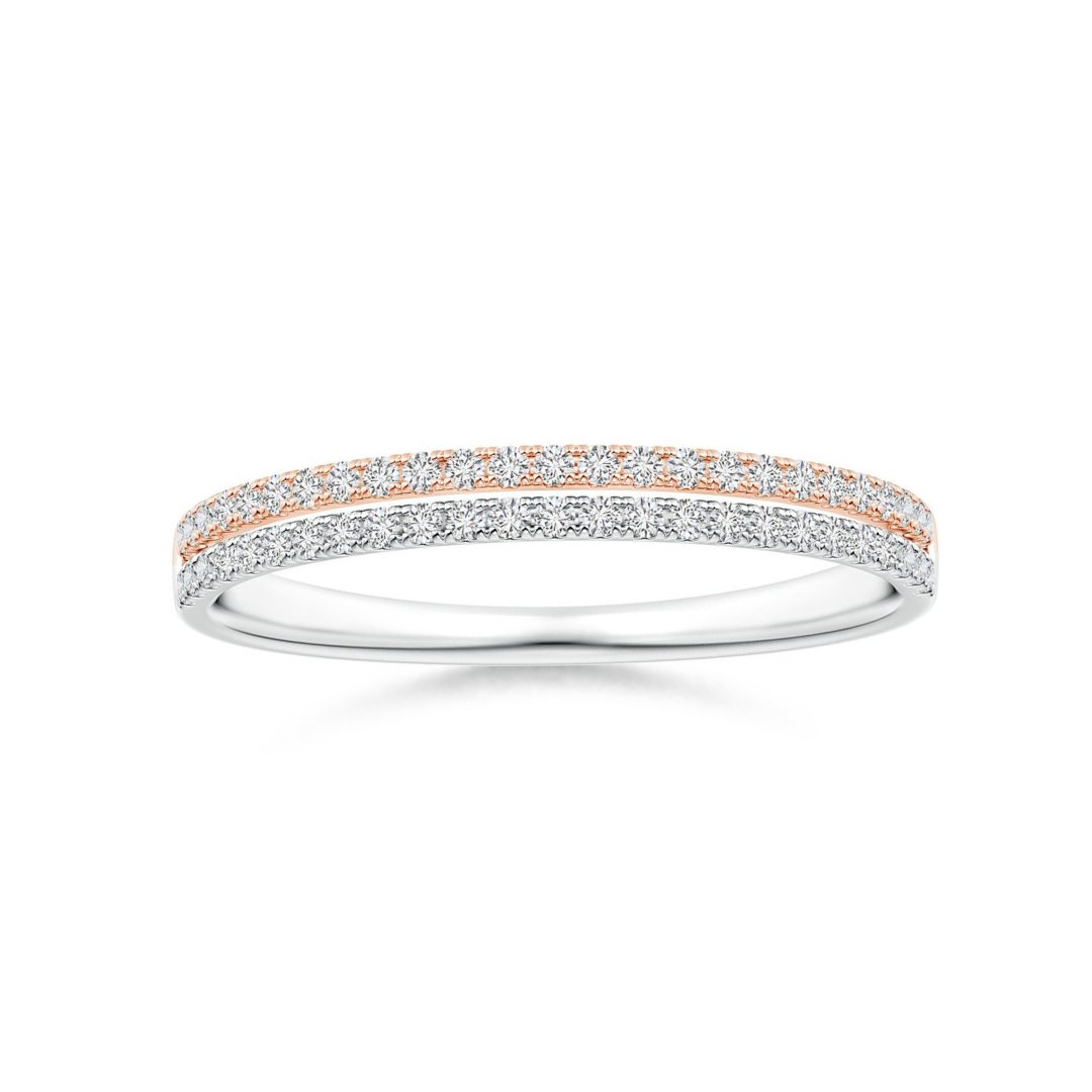 Two-Tone U-Pavé Moissanite Eternity Wedding Band