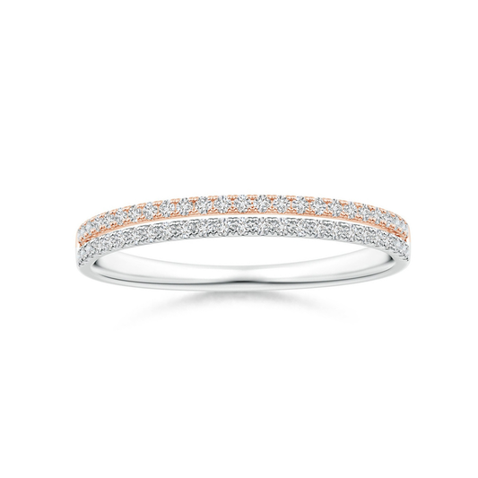 Two-Tone U-Pavé Moissanite Eternity Wedding Band