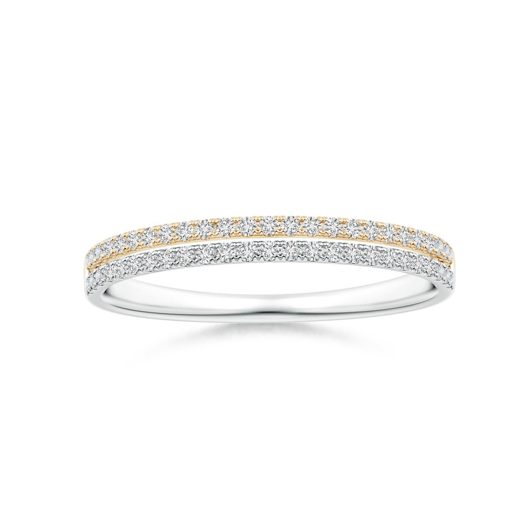 Two-Tone U-Pavé Moissanite Eternity Wedding Band