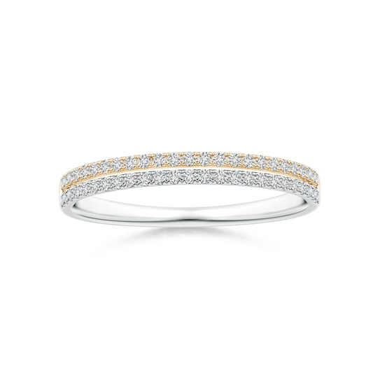 Two-Tone U-Pavé Moissanite Eternity Wedding Band