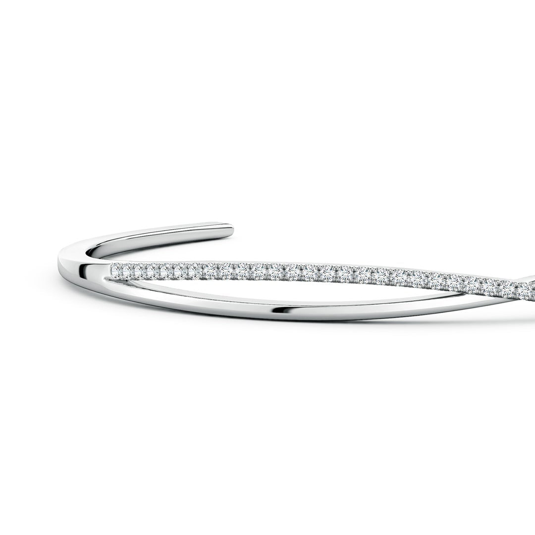 U-Pavé Set Round Moissanite Crossover Design Cuff Bracelet