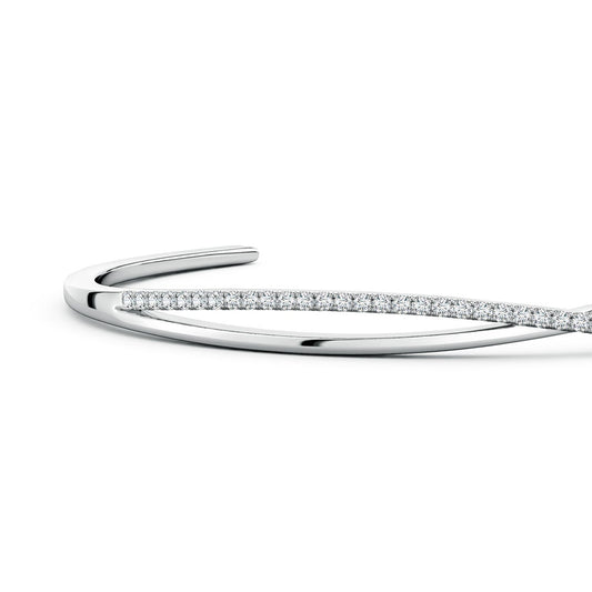 U-Pavé Set Round Moissanite Crossover Design Cuff Bracelet