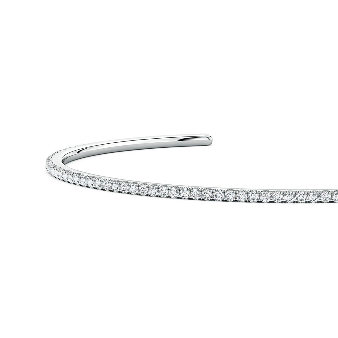 U-Pavé Set Round Moissanite Slim Cuff Bracelet