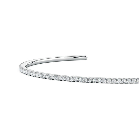 U-Pavé Set Round Moissanite Slim Cuff Bracelet