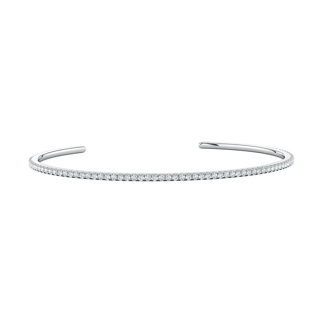 U-Pavé Set Round Moissanite Slim Cuff Bracelet