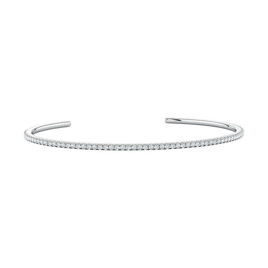 U-Pavé Set Round Moissanite Slim Cuff Bracelet
