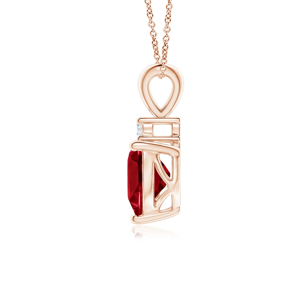 V-Bale Heart-Shaped Garnet with Moissanite Pendant Necklace