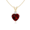 V-Bale Heart-Shaped Garnet with Moissanite Pendant Necklace