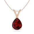 V-Bale Pear-Shaped Garnet Solitaire Pendant Necklace