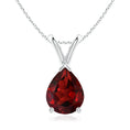 V-Bale Pear-Shaped Garnet Solitaire Pendant Necklace