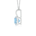 V-Bale Round Aquamarine Solitaire Pendant Necklace