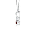 V-Bale Round Garnet with Moissanite Pendant Necklace