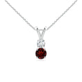 V-Bale Round Garnet with Moissanite Pendant Necklace