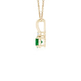 V-Bale Round Lab-Created Emerald with Moissanite Accent Pendant Necklace