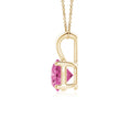 V-Bale Round Lab-Grown Pink Sapphire Solitaire Pendant Necklace
