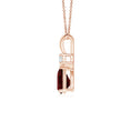 V-Bale Pear Garnet with Moissanite Pendant Necklace