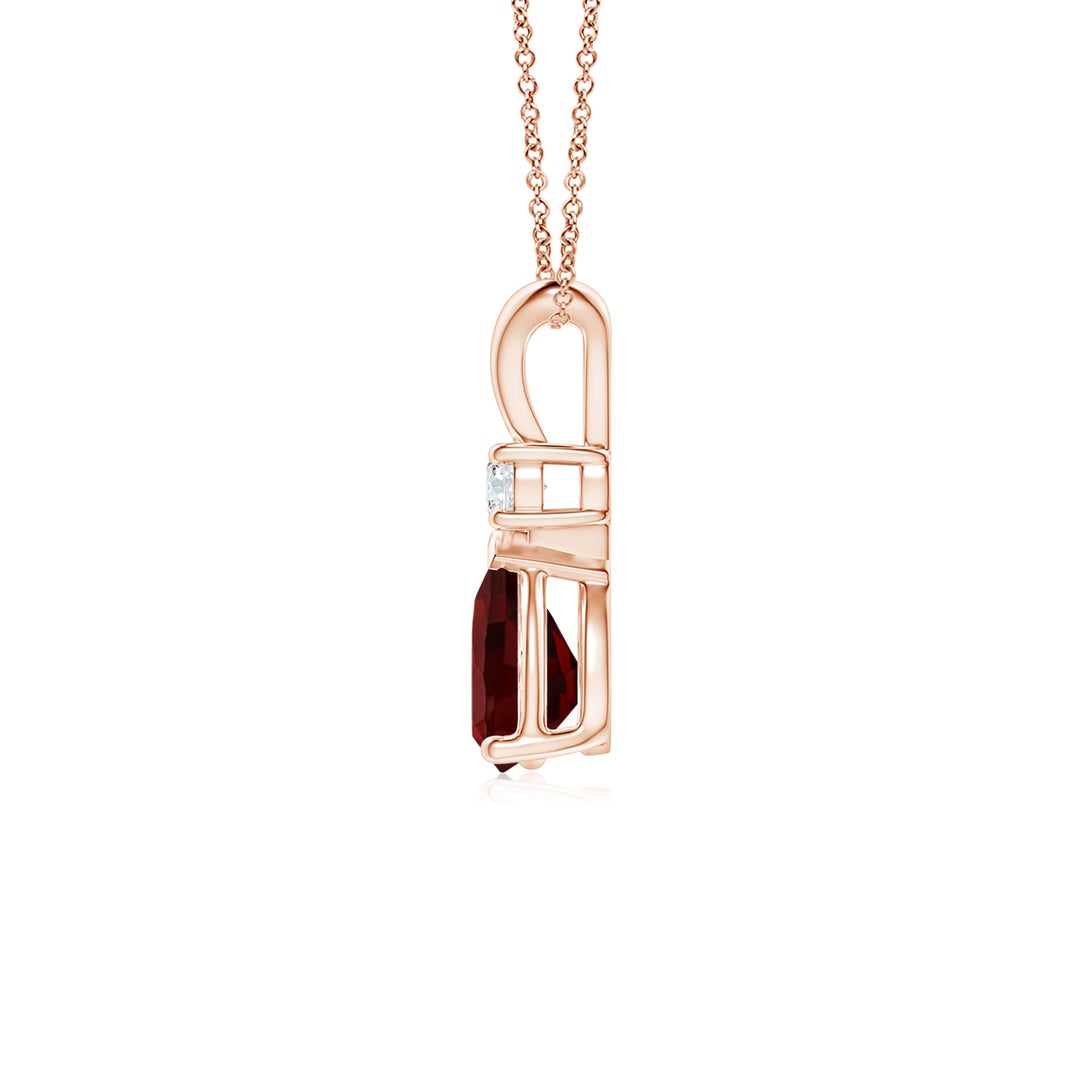 V-Bale Pear Garnet with Moissanite Pendant Necklace