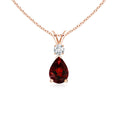 V-Bale Pear Garnet with Moissanite Pendant Necklace