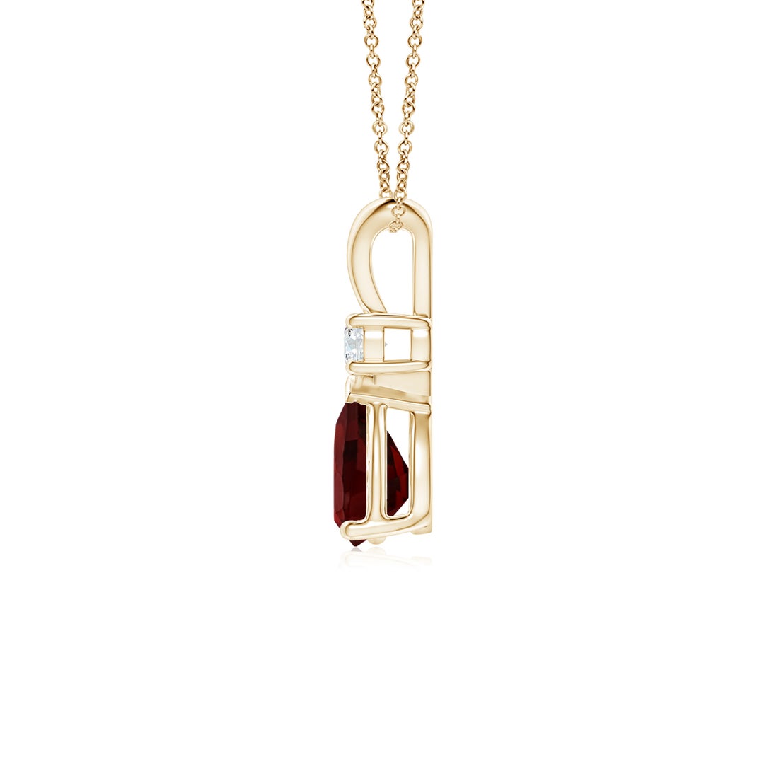 V-Bale Pear Garnet with Moissanite Pendant Necklace