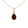 V-Bale Pear Garnet with Moissanite Pendant Necklace