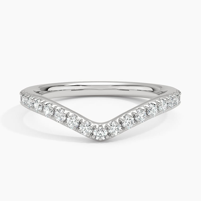 V-Shaped Halfway Moissanite Wedding Band-2.0 mm