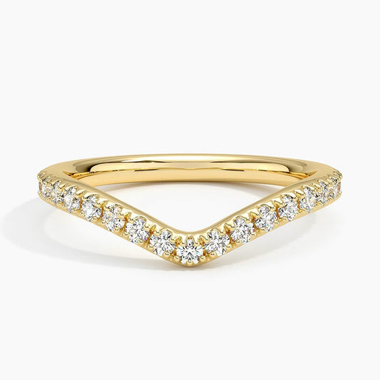 V-Shaped Halfway Moissanite Wedding Band-2.0 mm